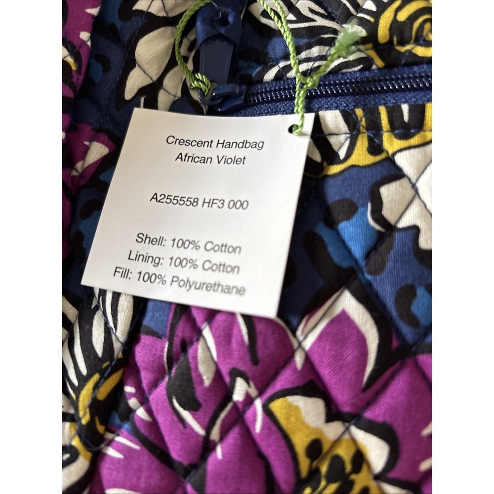 Vera Bradley African Violet Crescent Shoulder Bag Purse NWT New Purple Blue - Picture 3 of 11